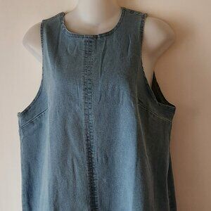 Denim tank dress sz L stretch blue mini NWOT